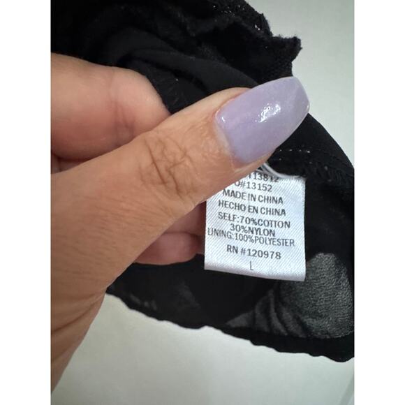 Entro Lace Top Blouse Black Pullover Boho Peasant Dark Romantic Date Night Large - Picture 3 of 6